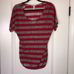 Short sleeve striped maternity shirt